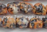 CRF360 15.5 inches 11*12mm skull dyed rain flower stone beads