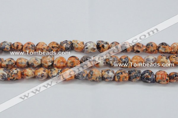 CRF360 15.5 inches 11*12mm skull dyed rain flower stone beads