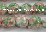 CRF363 15.5 inches 11*12mm skull dyed rain flower stone beads