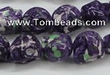 CRF365 15.5 inches 11*12mm skull dyed rain flower stone beads