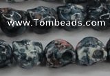 CRF366 15.5 inches 11*12mm skull dyed rain flower stone beads