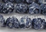 CRF367 15.5 inches 11*12mm skull dyed rain flower stone beads