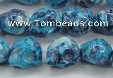 CRF370 15.5 inches 11*12mm skull dyed rain flower stone beads