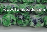 CRF372 15.5 inches 11*12mm skull dyed rain flower stone beads