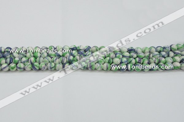 CRF386 15.5 inches 4mm round dyed rain flower stone beads wholesale