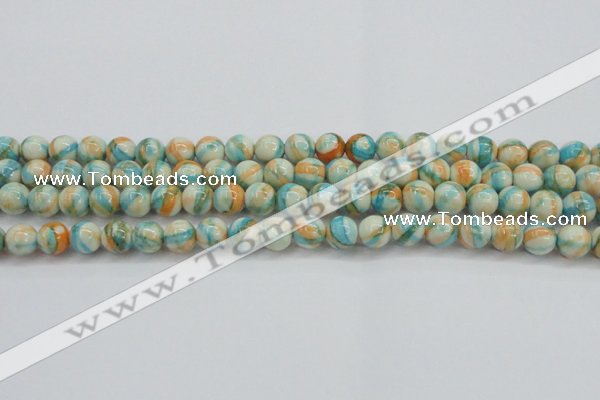 CRF394 15.5 inches 8mm round dyed rain flower stone beads wholesale