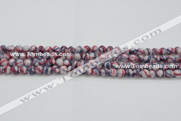 CRF405 15.5 inches 6mm round dyed rain flower stone beads wholesale