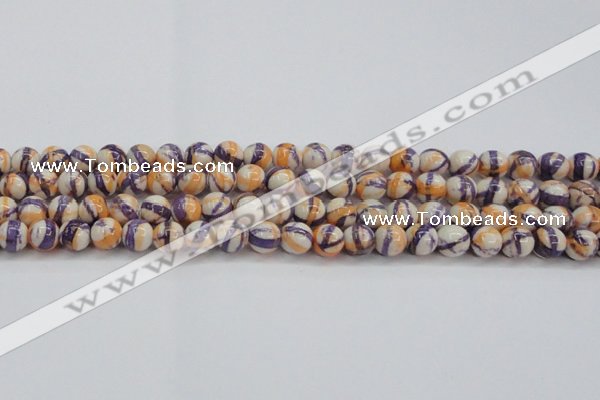 CRF412 15.5 inches 8mm round dyed rain flower stone beads wholesale