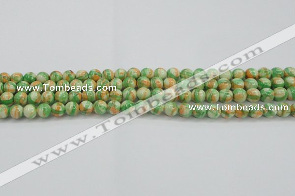 CRF417 15.5 inches 6mm round dyed rain flower stone beads wholesale