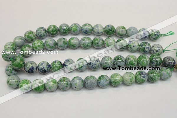 CRF47 15.5 inches 14mm round dyed rain flower stone beads wholesale
