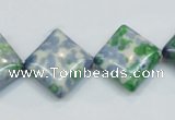 CRF53 15.5 inches 15*15mm diamond dyed rain flower stone beads