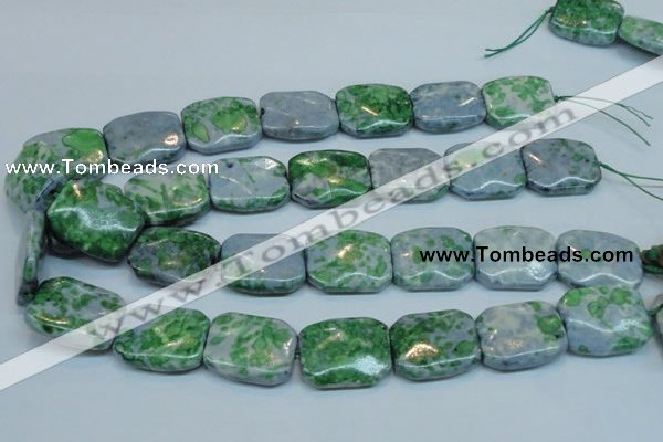 CRF54 15.5 inches 20*26mm rectangle dyed rain flower stone beads