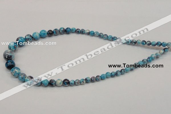CRF64 15.5 inches multi sizes round dyed rain flower stone beads wholesale