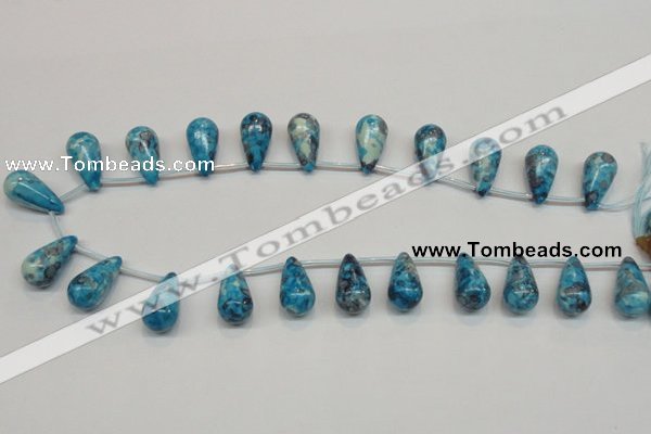 CRF68 11*21mm top-drilled teardrop dyed rain flower stone beads