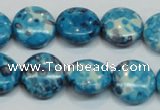 CRF69 15.5 inches 16mm flat round dyed rain flower stone beads