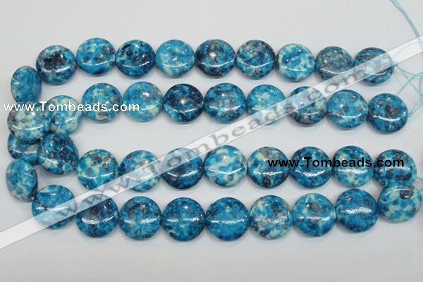 CRF70 15.5 inches 20mm flat round dyed rain flower stone beads