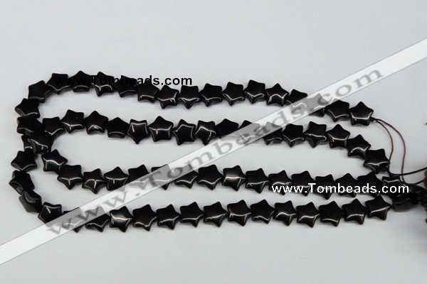 CRG07 15.5 inches 12*12mm star black agate gemstone beads wholesale