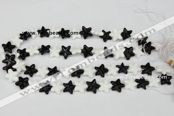 CRG23 15.5 inches 16*16mm star black & white agate gemstone beads