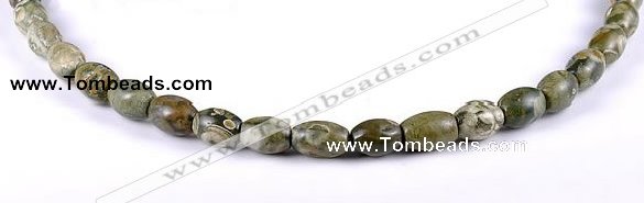 CRH01 8*10mm rice shape natural rhyolite stone beads Wholesale