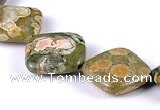 CRH05 15*15mm rhombic natural rhyolite gemstone beads Wholesale