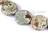 CRH08 different sizes coin sape natural rhyolite beads Wholesale