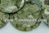 CRH109 15.5 inches 30mm faceted flat round rhyolite beads wholesale