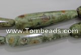 CRH134 15.5 inches 10*40mm faceted teardrop rhyolite gemstone beads