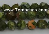 CRH161 15.5 inches 6mm faceted nuggets rhyolite gemstone beads