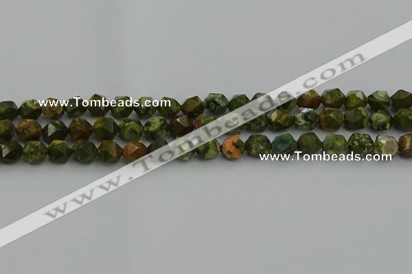 CRH162 15.5 inches 8mm faceted nuggets rhyolite gemstone beads