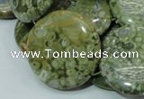 CRH40 15.5 inches 30mm flat round rhyolite beads wholesale