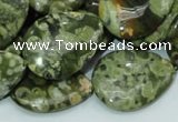 CRH49 15.5 inches 22*30mm flat teardrop rhyolite beads wholesale