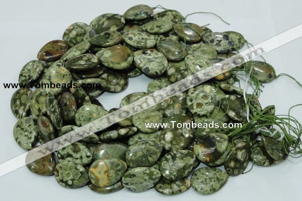 CRH49 15.5 inches 22*30mm flat teardrop rhyolite beads wholesale