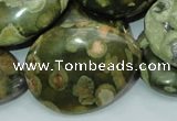 CRH50 15.5 inches 30*40mm flat teardrop rhyolite beads wholesale