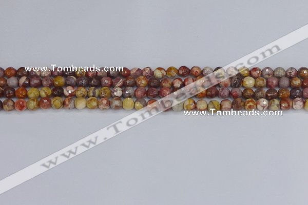 CRH518 15.5 inches 4mm faceted round rhyolite gemstone beads