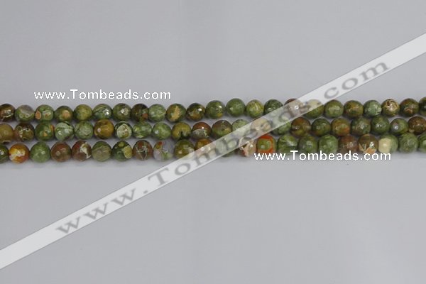 CRH526 15.5 inches 4mm faceted round rhyolite beads wholesale