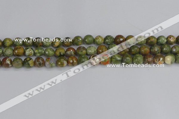 CRH528 15.5 inches 8mm faceted round rhyolite beads wholesale