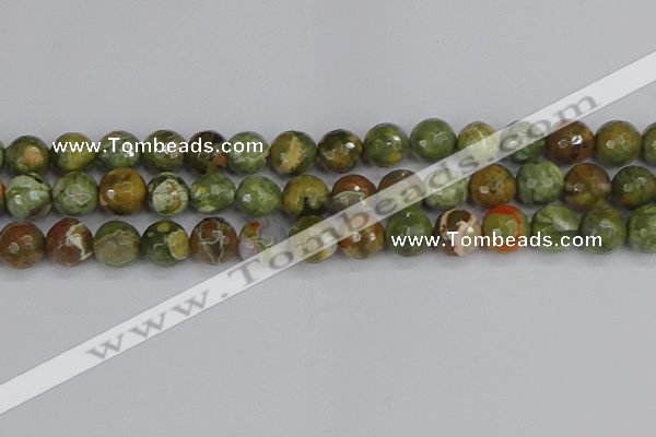 CRH530 15.5 inches 12mm faceted round rhyolite beads wholesale