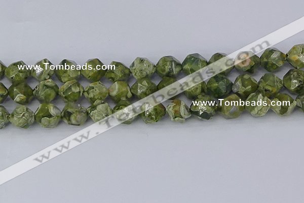 CRH538 15.5 inches 12mm faceted nuggets rhyolite gemstone beads