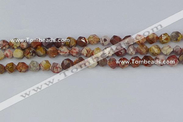 CRH548 15.5 inches 8mm faceted nuggets rhyolite gemstone beads