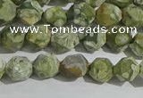 CRH553 15.5 inches 6mm faceted nuggets matte rhyolite gemstone beads