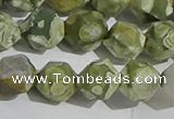 CRH556 15.5 inches 12mm faceted nuggets matte rhyolite gemstone beads