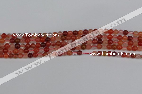 CRH600 15.5 inches 4mm round red rabbit hair quartz beads