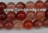 CRH601 15.5 inches 6mm round red rabbit hair quartz beads