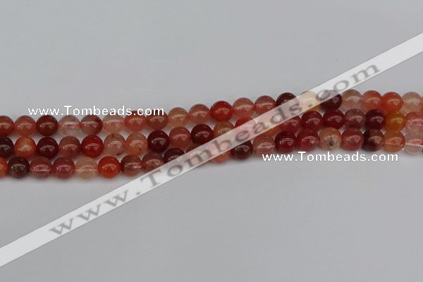 CRH601 15.5 inches 6mm round red rabbit hair quartz beads