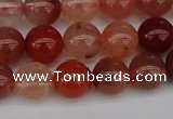 CRH602 15.5 inches 8mm round red rabbit hair quartz beads