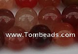 CRH604 15.5 inches 12mm round red rabbit hair quartz beads