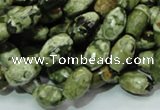 CRH66 15.5 inches 7*11mm faceted rice rhyolite beads wholesale