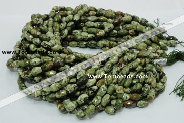 CRH66 15.5 inches 7*11mm faceted rice rhyolite beads wholesale