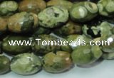 CRH68 15.5 inches 10*15mm faceted rice rhyolite beads wholesale