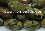 CRH69 15.5 inches 15*25mm faceted rice rhyolite beads wholesale